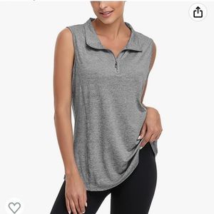 Women's Zip Up Golf Workout Tank Tops Sleeveless Quick Dry Athletic Polo Shirt